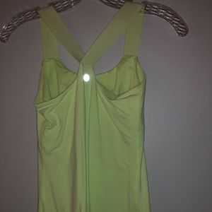 Lululemon yellow neon wide strap logo Tank Top
